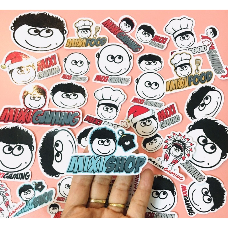 Set 30 sticker độ mixi ép lụa bóc dán căts laze/ hình dán độ mixi