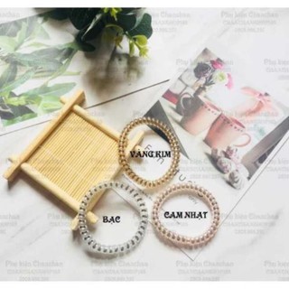 [Lhoa] Cột tóc lò xo nhũ bạc nakha