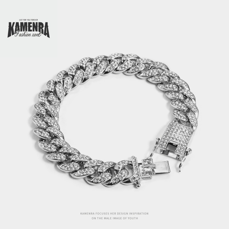 Vòng Tay Đính Đá Phong Cách hip hop Thời Trang Cho Nam