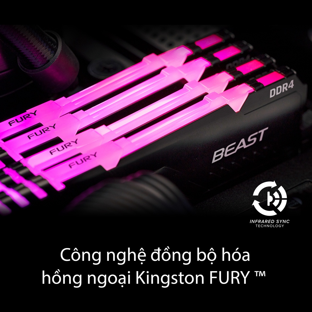 Ram Kingston Fury Beast DDR4 RGB Bộ kit 2 16-128Gb KF432C16BBAK2/16