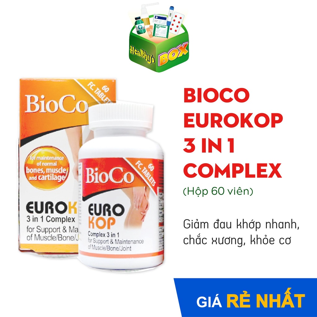 Viên uống giảm đau khớp nhanh, chắc xương, khỏe cơ BioCo Eurokop 3 in 1 complex (H 60v)