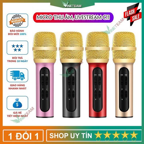 🚀 Micro C11 Bản Nâng Cấp 🚀 Full Phụ Kiện Tai Nghe Dây-Lấy Nhạc-IC Bắt Xa 3m Mic Thu Âm- Livetream-Giá Đỡ Micro BH12T