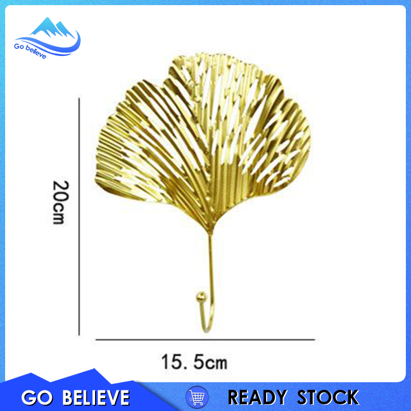 [Go believe]Nordic Household Decorative Hook Golden Leaf Coat Rack Door Wall Coat Towel Key Hanger Wall Hanging Home Decor