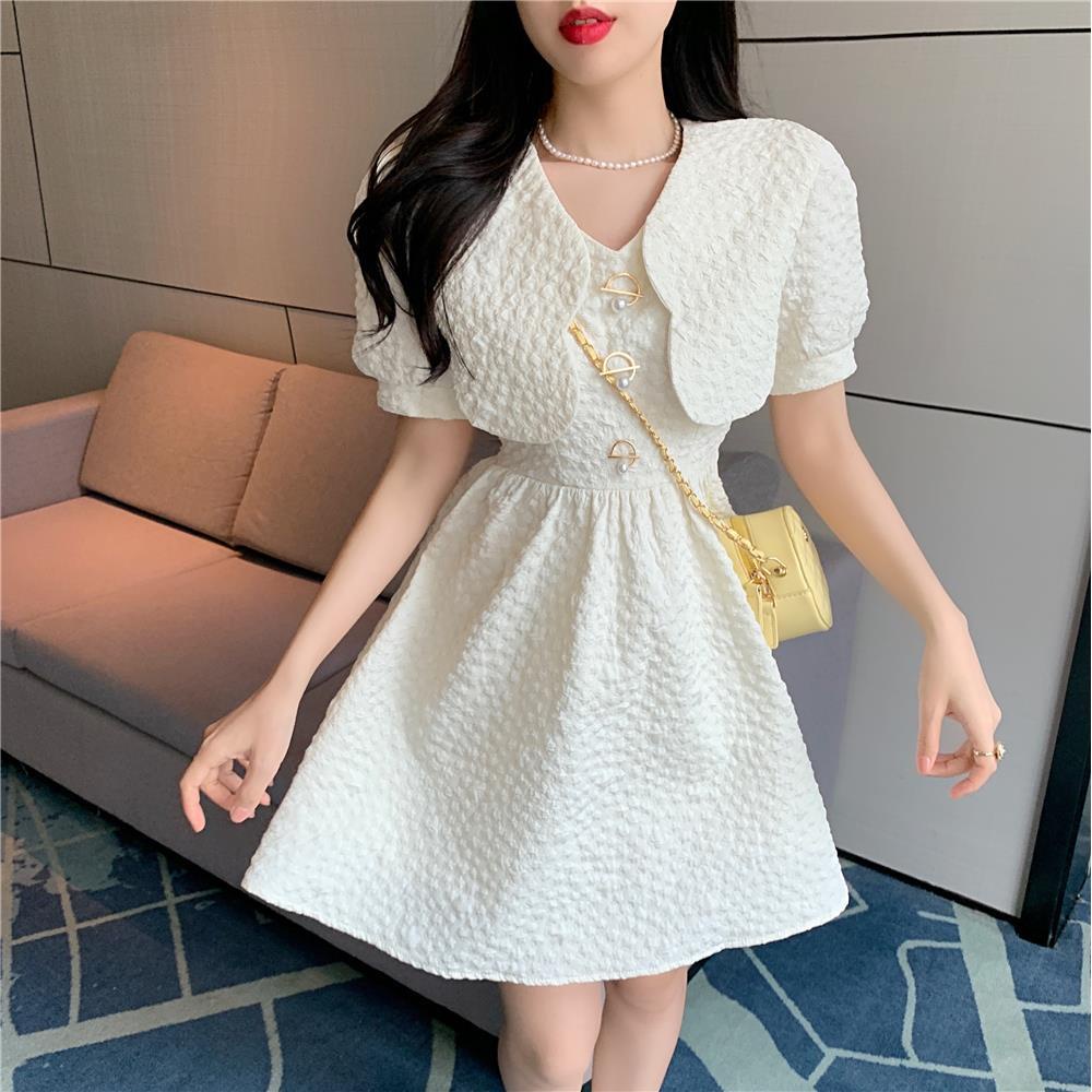 Đầm Phồng Tay Phồng Cổ Búp Bê Ngọt Ngào Phong Cách Hàn Quốc Cho Nữ