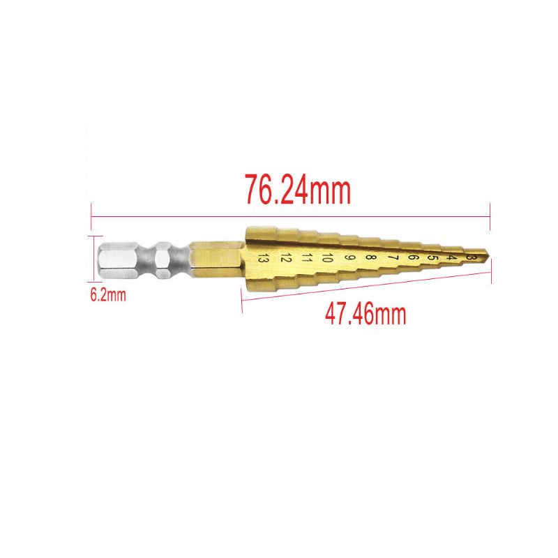 Mũi khoan hình nón HSS phủ titan 3-13mm cho đồ gỗ / kim loại