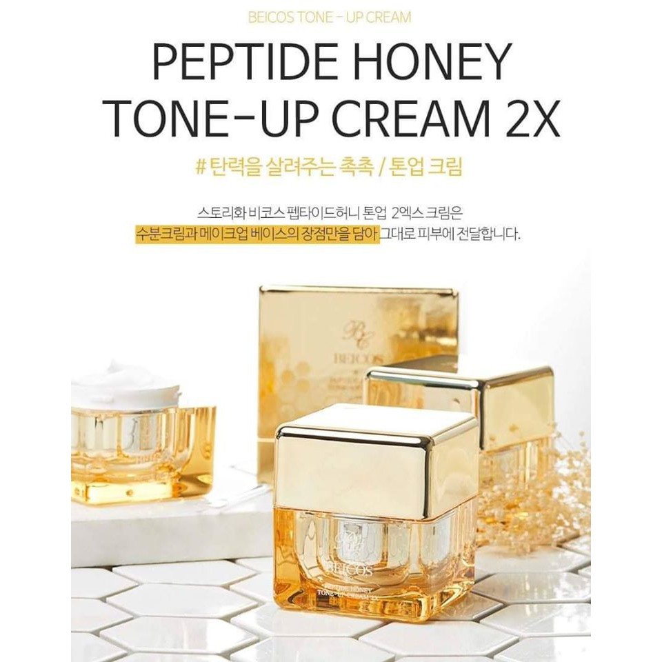 BEICOS - Kem dưỡng trắng da peptide honey tone up cream 2X