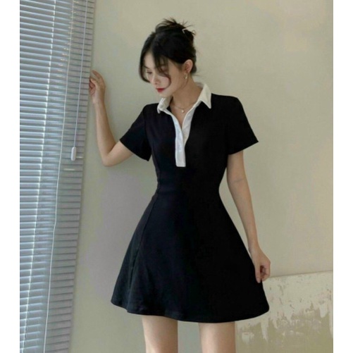 [2200g] Váy tay xòe phối cổ sơ mi trắng | BigBuy360 - bigbuy360.vn