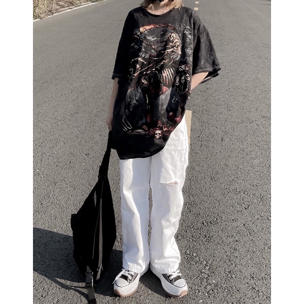 Quần Jean trắng suông rách một bên cá tính (MS3354) | BigBuy360 - bigbuy360.vn