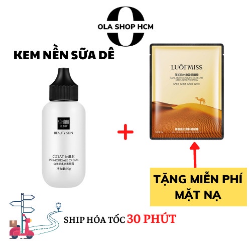 Kem nền chiết xuất sữa dê 50ml dưỡng ẩm mềm mượt nhẹ không bết dính che khuyết điểm