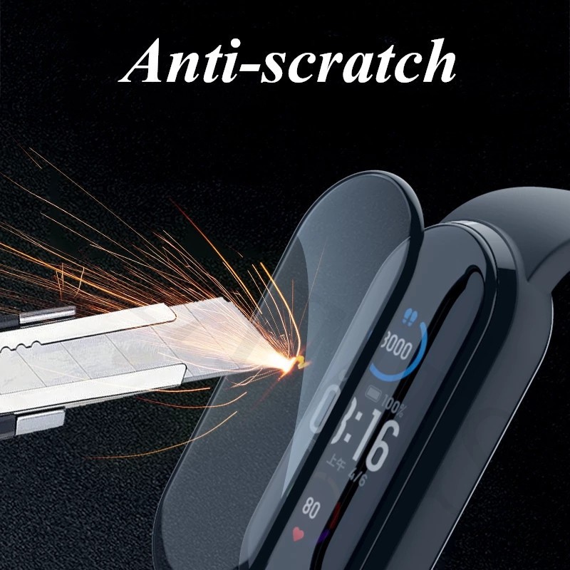 Kính Cường Lực Cong 3D Bảo Vệ Màn Hình Đồng Hồ Thông Minh Xiaomi Band 8 7 6 5 Mi Band8 7 6 5