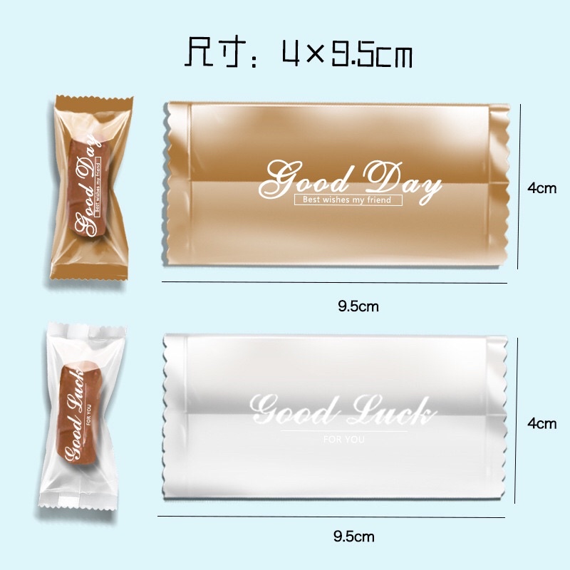 Set 100 túi đựng kẹo Nougat hoạ tiết chữ Good Luck