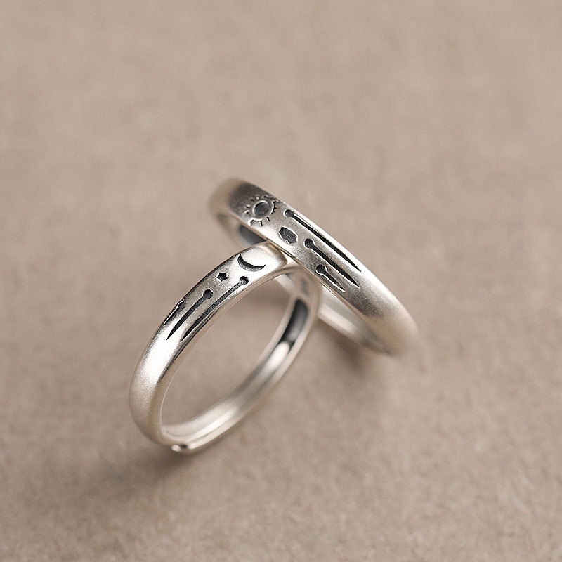 Nhẫn Cặp Hở Hình Mặt Trời / Mặt Trăng Đơn Giản Thời Trang