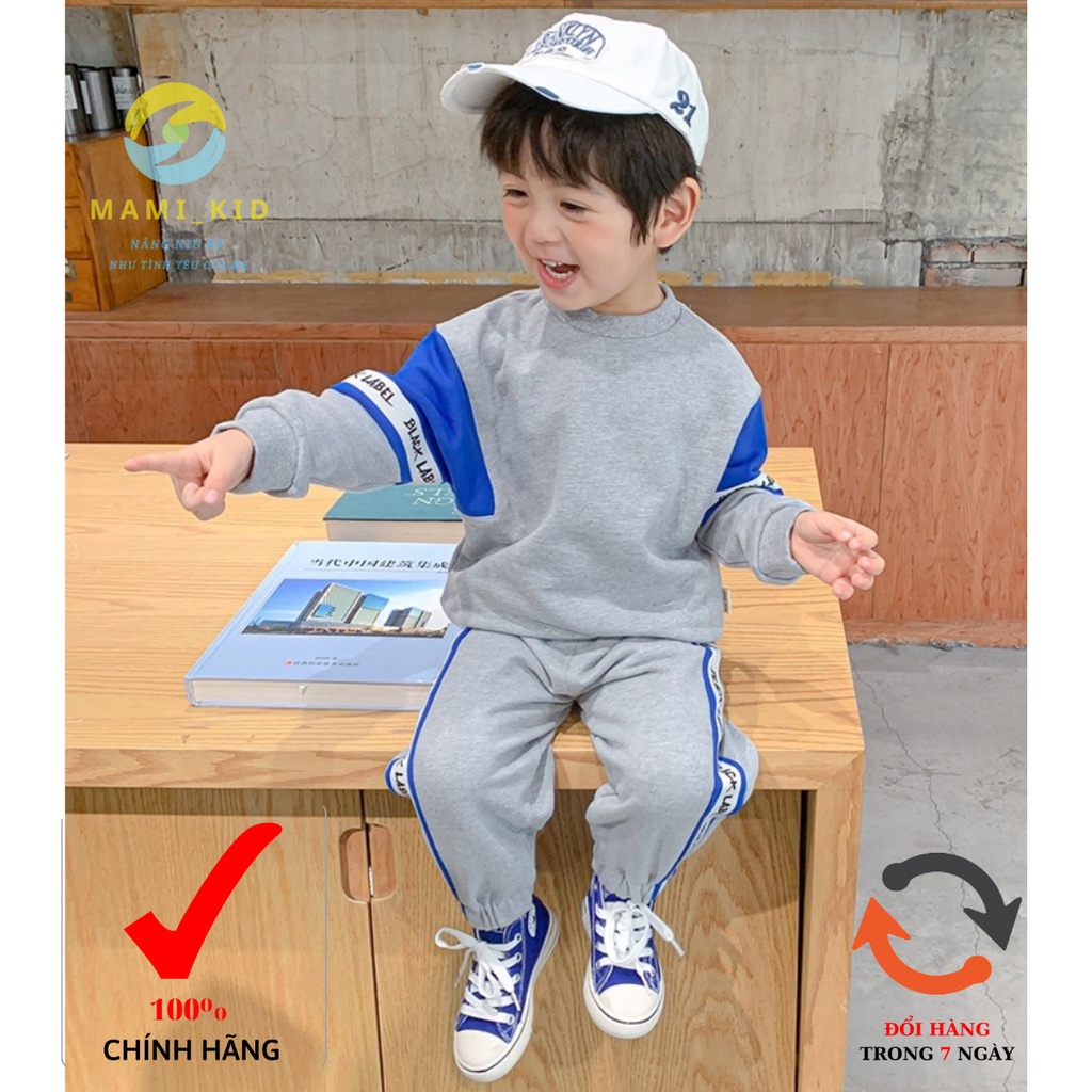 đồ bộ bé trai, phối mầu siêu ngầu, chất nỉ da cá 100% cotton, mềm, dày dặn thương hiệu Mami kid