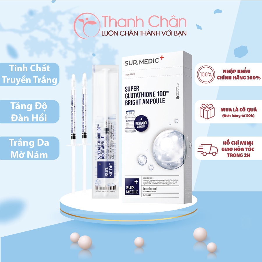 Tinh chất truyền trắng SURMEDIC Super Glutathione 100 Bright Ampoule (Hộp 10 ống)