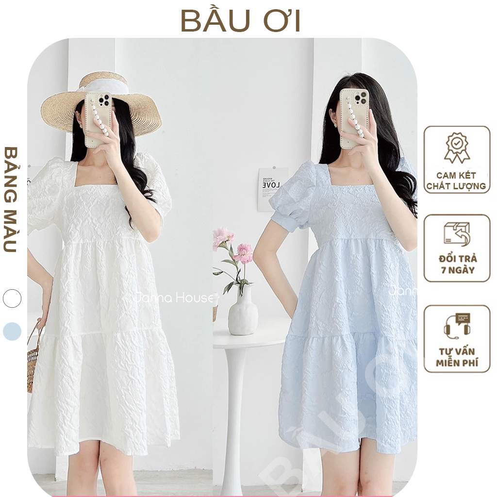 [BAUOI V16] VÁY BẦU CÔNG SỞ XINH - ĐẦM BẦU BABYDOLL DÁNG XÒE, VẢI GẤM XỐP CHẤT ĐẸP MẶC ĐI LÀM ĐI CHƠI ĐỂU ĐẸP