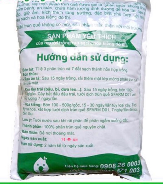 Phân trùn quế nguyên chất Sfarm Đặng Gia Trang 2kg