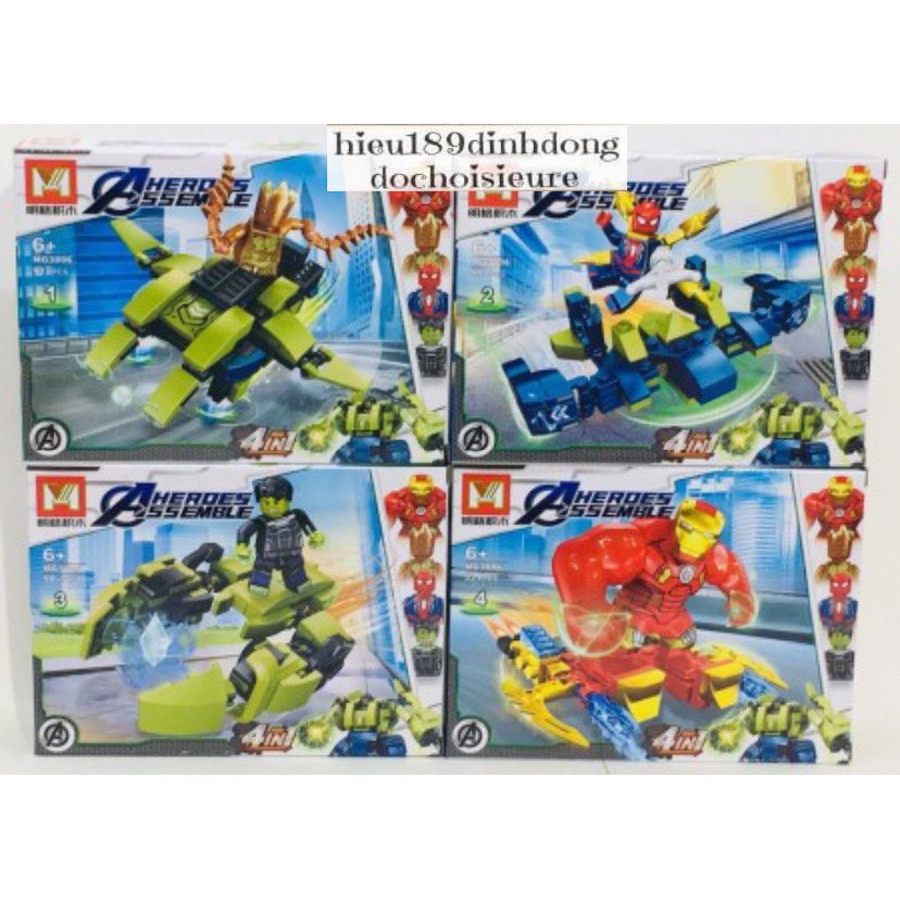 Lắp ráp xếp hình Lego siêu anh hùng 3006 : Robot hulk người khổng lồ xanh 4in1