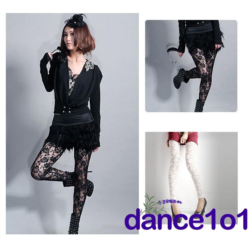 Quần legging nữ bằng ren hình hoa hồng quyến rũ dành cho nữ thời trang