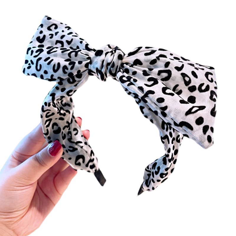 Băng Đô Cài Tóc Bản Lớn In Họa Tiết Da Báo Cổ Điển