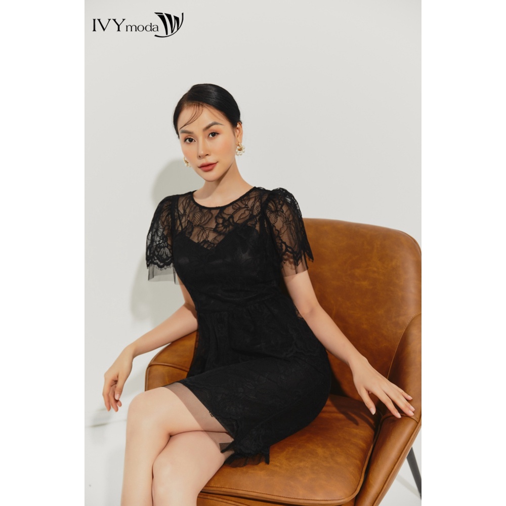 Đầm ren ôm dáng peplum IVY moda MS 48M6824