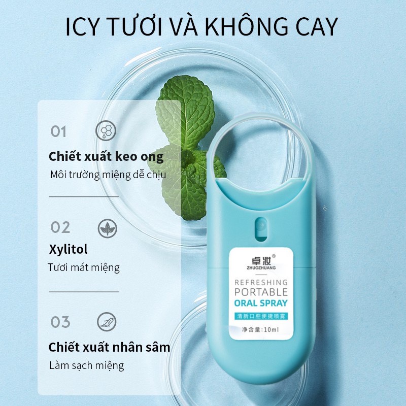 Xịt Thơm Miệng Bạc Hà, Diệt Khuẩn Nam Nữ Tác Dụng Đến 8 Giờ Của ZHUOZHUANG