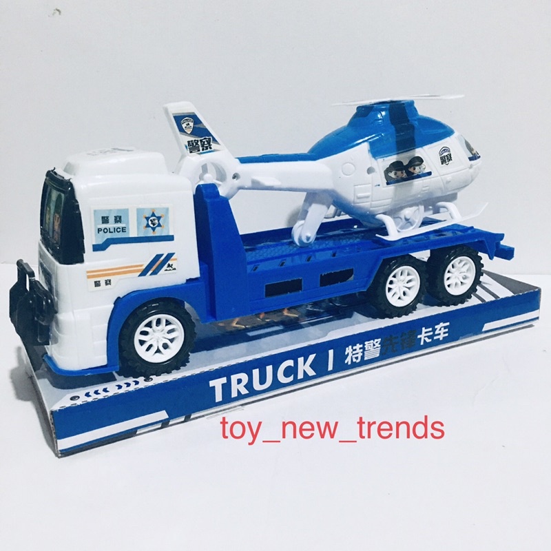 Đồ chơi ô tô, xe police chở máy bay .Xe chạy lực đà, kích thước 26cm x 6cm