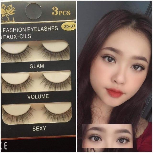 Lông mi chồn 3D07 sợi mềm 3 cặp chuyên dùng cho makeup HALOMI