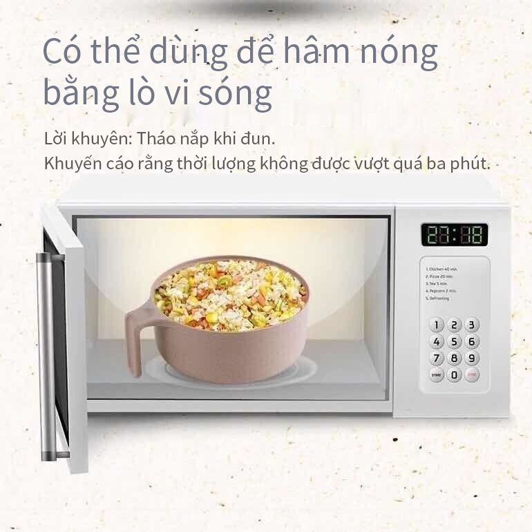 Bát mì ăn liền Wheat Straw Kí túc xá sinh viên có nắp Bộ tô mì ăn liền có nắp đậy  Crthl