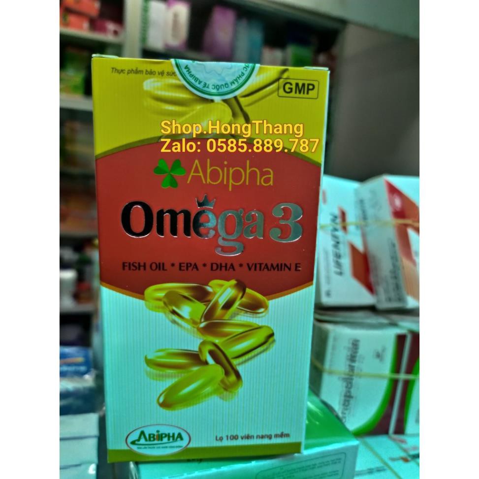 Omega 3 Abipha chứa tinh chất dầu cá, dầu gấc, bổ sung vitamin làm đẹp da, chống lão hóa, gi nhức mắt,mỏi mắt 100 viên