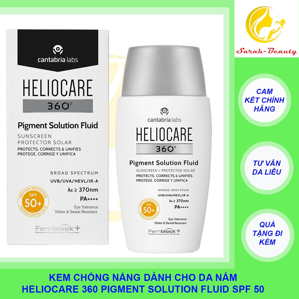 Kem chống nắng Heliocare 360 ​​Pigment Solution Fluid SPF50 + 50ml