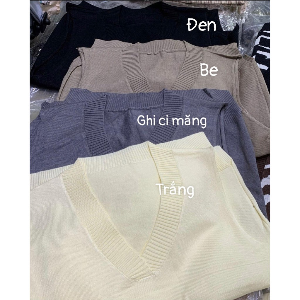 Áo gile len nữ trơn cổ tim , áo len gile nữ trơn dày dặn kiểu dáng basic Queenshop