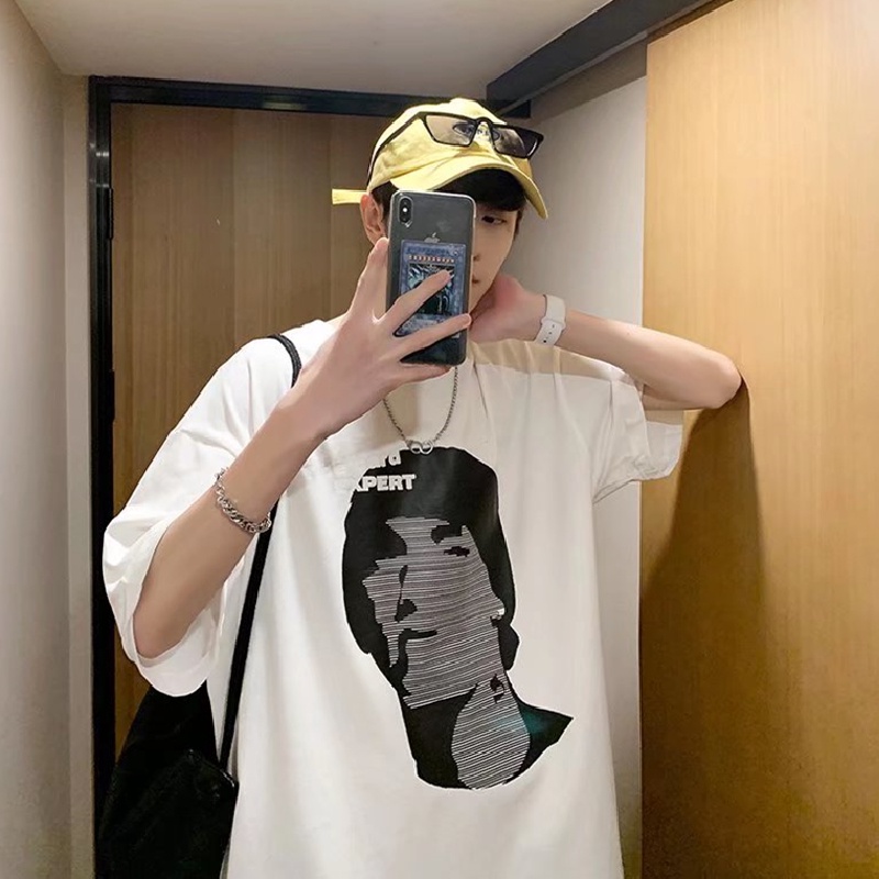 Áo Thun Tay Ngắn Dáng Rộng In Chữ Thời Trang Mùa Hè Phong Cách Hàn Quốc Cho Nam Giới Size M-5XL