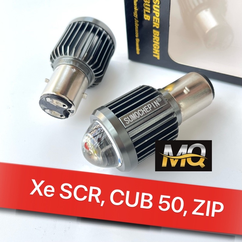 ❐✟✧Đèn Pha Led Bi Cầu 2 Mầu Cos Vàng Trắng Xe Zip, SCR, Điện, Super Cub...