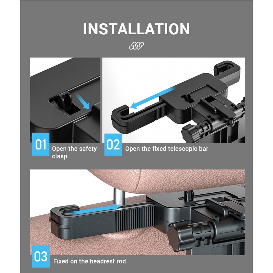 Khay Đựng Thức Ăn / Nước Uống Để Lưng Ghế Xe Hơi Kèm Giá Đỡ Điện Thoại Tiện Dụng