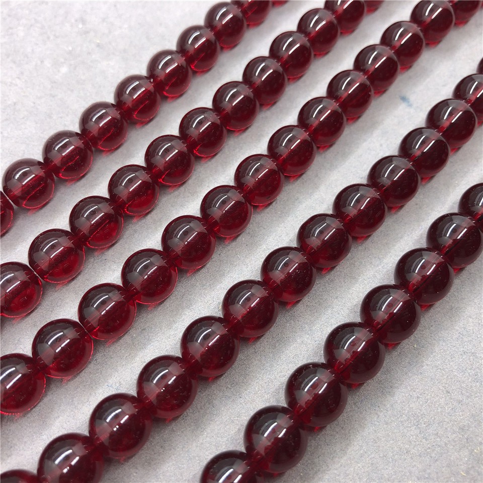 Chuỗi hạt đá pha lê màu đỏ rượu vang tự nhiên DIY 4-12mm