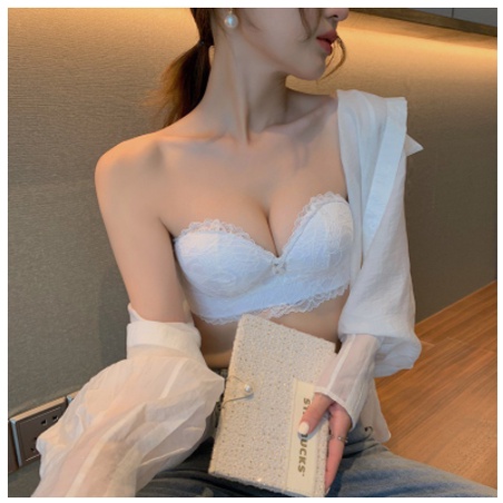 Áo Lót Ren Cúp Ngực Chống Tụt Không Dây Nâng Ngực Tạo Khe Đệm Bàn Tay Cao Cấp 158