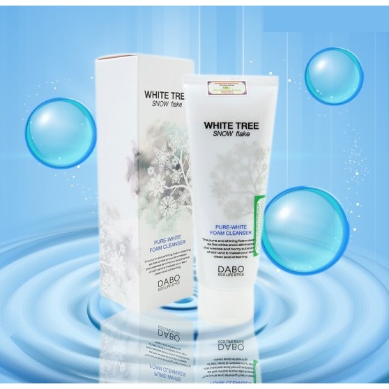 Sữa rửa mặt có hạt massage Dabo White Tree Snow Flake chiết xuất rễ Cây Tuyết Trắng cho da sạch sâu, sáng ẩm mịn 150ml