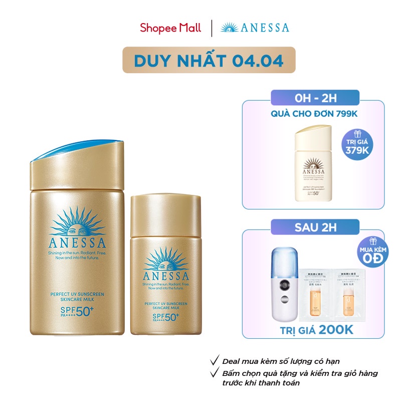 Bộ đôi chống nắng bảo vệ hoàn hảo Anessa Perfect UV Sunscreen Skincare Milk