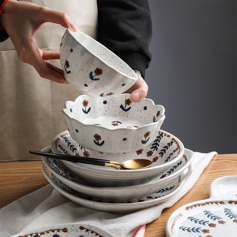 Bộ bát đĩa chén 6 người gốm sứ cao cấp - Họa tiết cúc daisy siêu xinh