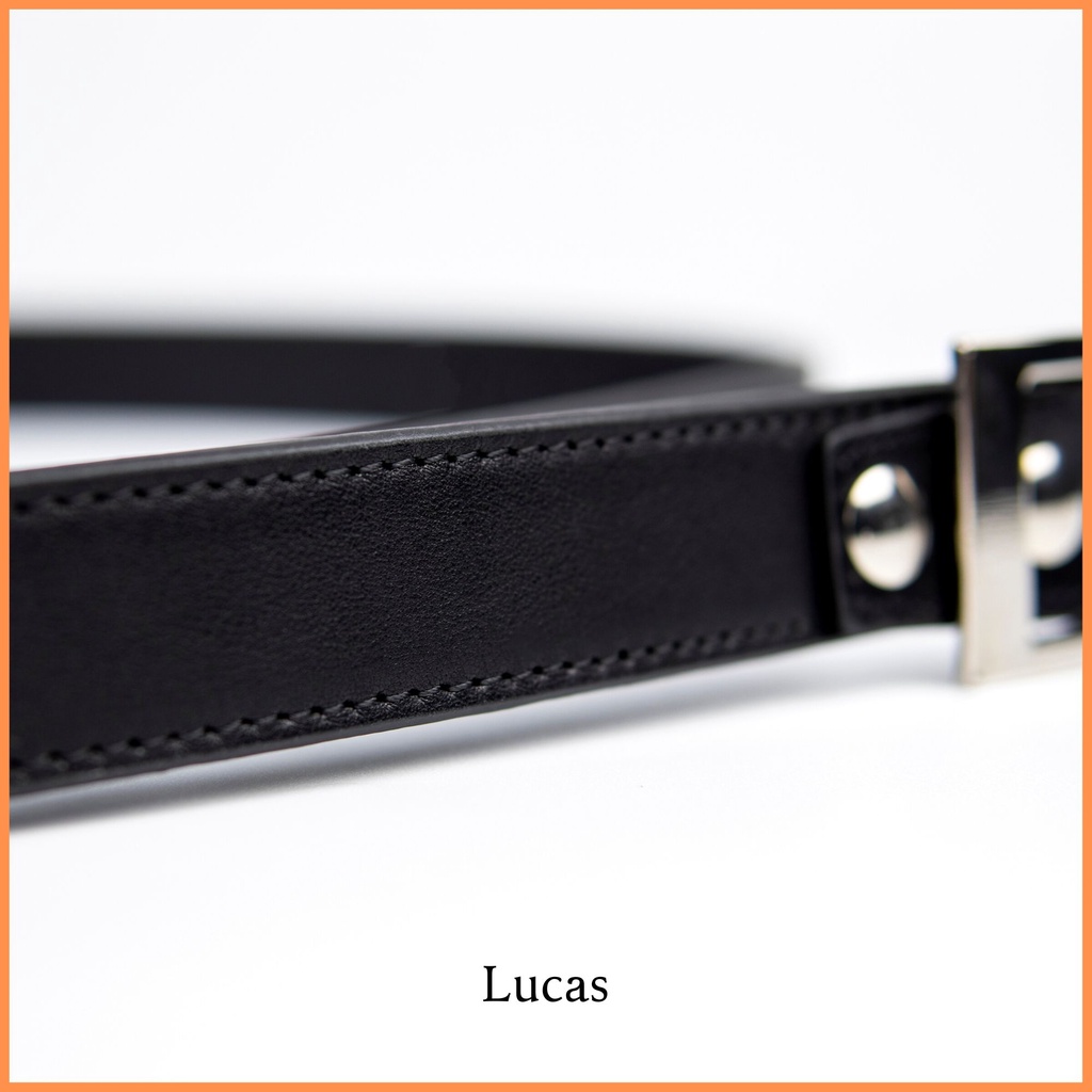 Thắt lưng da bò Lucas nhập khẩu hàng hiệu chính hãng AUGUST SHOES mặt dây 2.5cm, hợp kim cao cấp, lỗi 1 đổi 1
