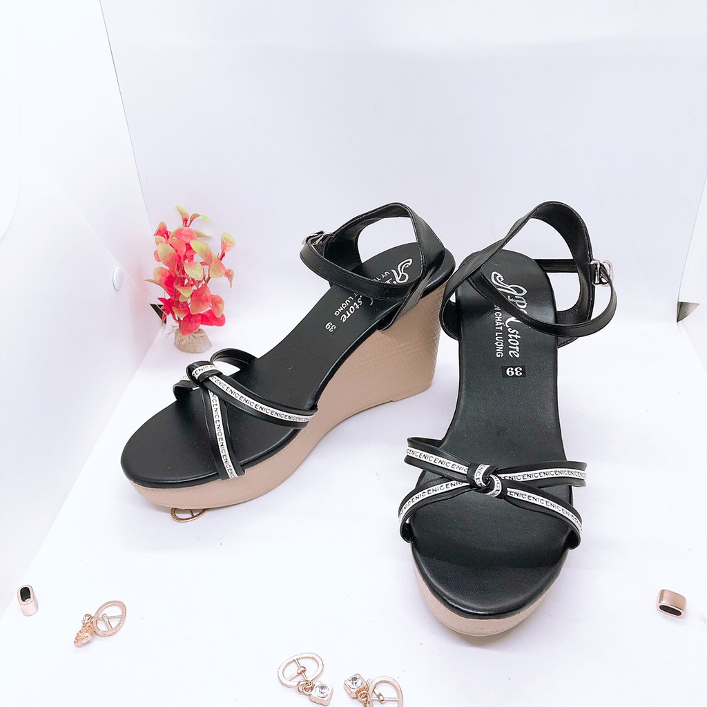 Giày sandal cao gót đế xuồng 9p quai mảnh chéo thắt viền chữ ( kèm ảnh thật)