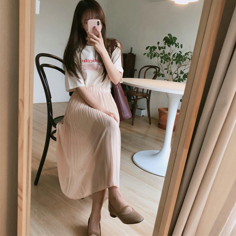 (Order-M) Ulzzang Chân váy midi xếp ly nhỏ Hàn Quốc M029-1 KS | BigBuy360 - bigbuy360.vn