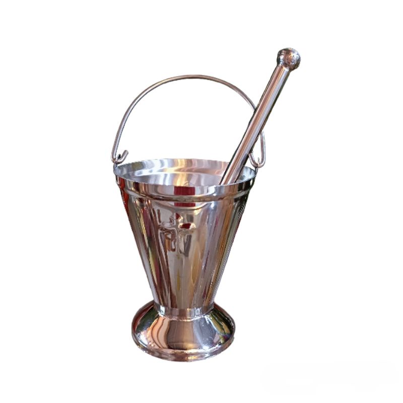 Xô dùng vảy nước thánh inox cao 10cm, cây vảy cao 18cm - vật phẩm công giáo