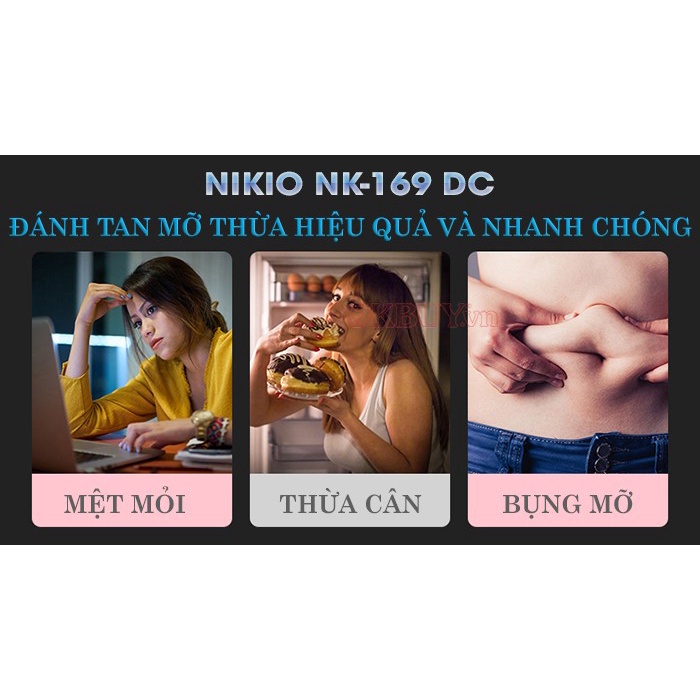 Đai Massage Bụng Rung Lắc Hồng Ngoại Nhật Bản Nikio NK-169 DC-Pin sạc-Chính Hãng Màu Hồng Giảm Cân Hiệu Quả