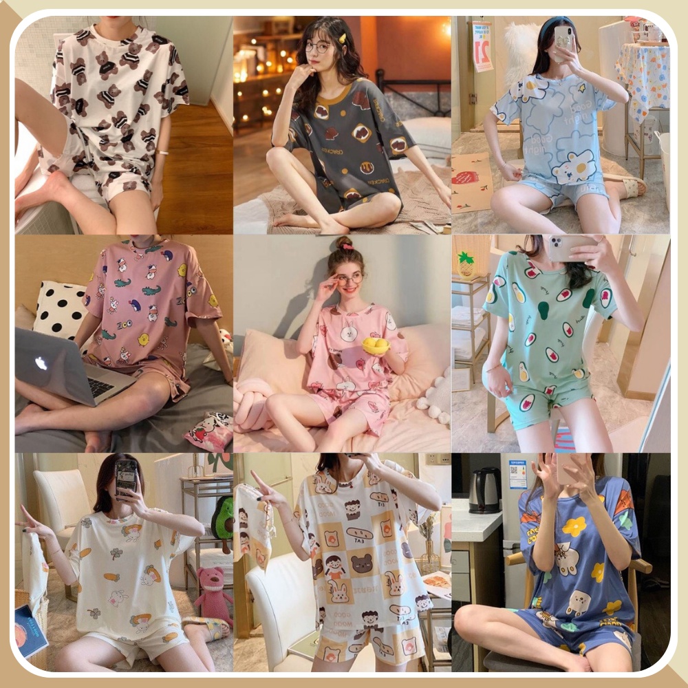 Bộ đồ ngủ nữ pijama dễ thương, đồ ngủ nữ cotton mặc nhà sau sinh dễ thương