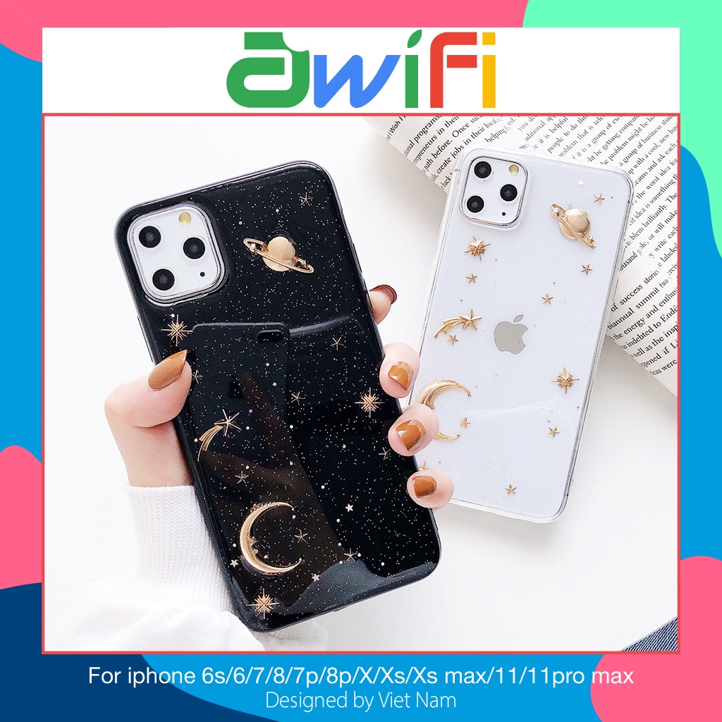 Ốp điện thoại hình bầu trời sao vàng 3d cho iphone 5/5s/6/6s/6plus/6s plus/7/8/7plus/8plus/x/xs/xs max/11/11pro max | BigBuy360 - bigbuy360.vn