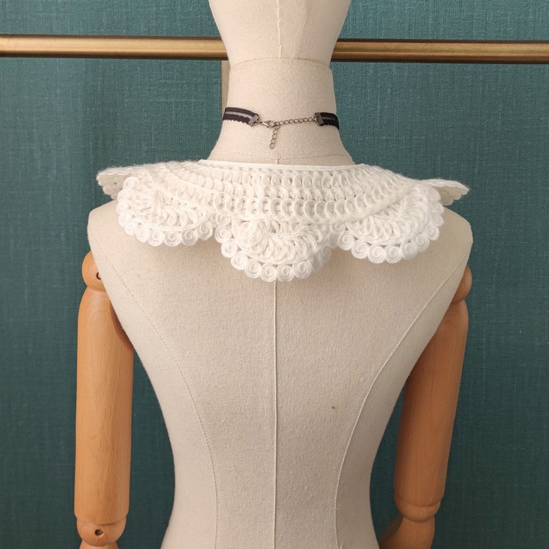 Iwo Áo Sơ Mi Trắng Cổ Búp Bê Giả Đan Móc Nửa Cổ Có Thể Tháo Rời Cho Nữ Sh