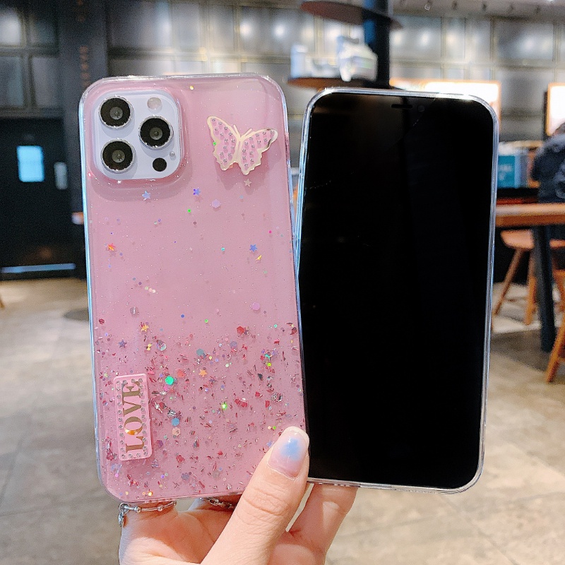 Ốp Điện Thoại Epoxy Kim Tuyến Hình Bướm 3D Cho Iphone 11 11PRO 11PROMAX 6G 6P 7G / 8G 7P / 8P X / XS XR XSMAX