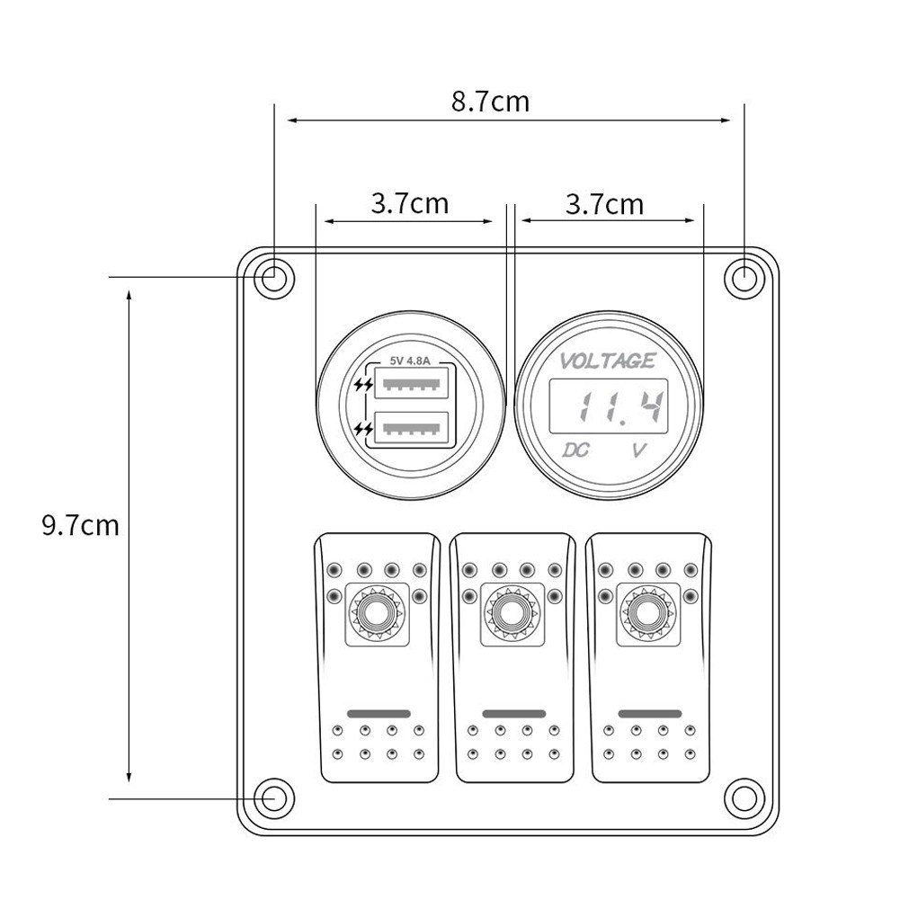 Bảng Công Tắc Bật / Tắt Đa Năng Treee 3marine Hiển Thị 4.8a