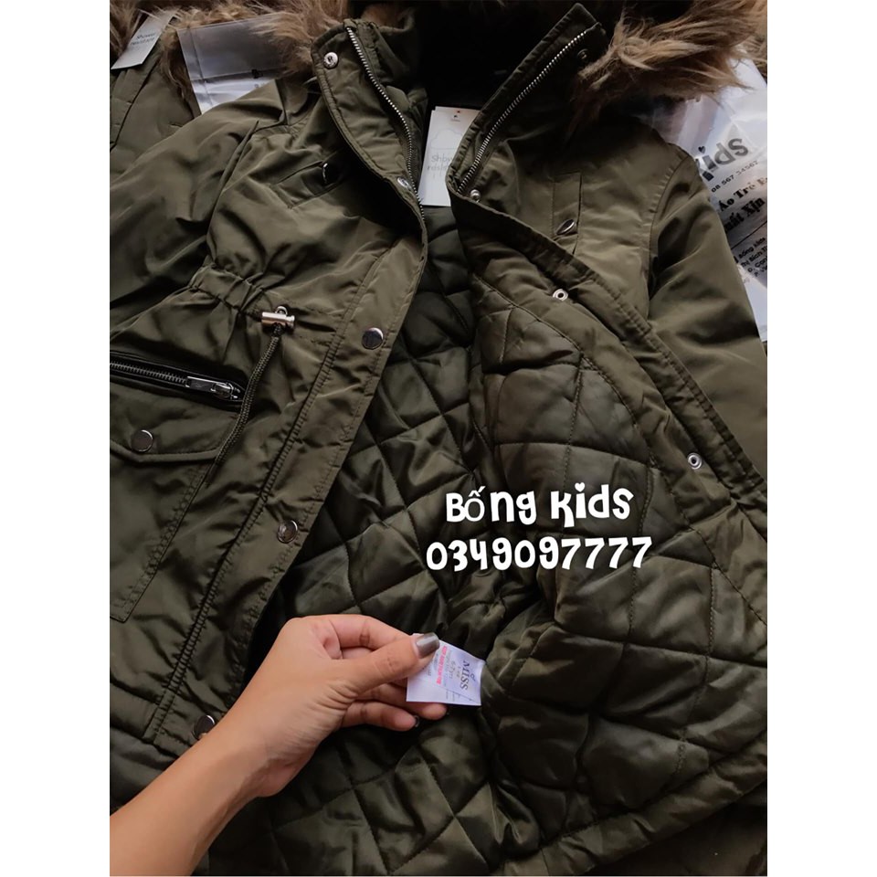 Áo Parka Bé Gái RainCoat Rêu MIS 6-7y(19-24kg)